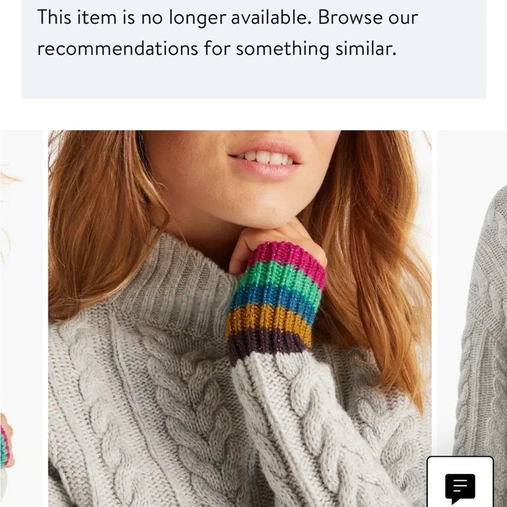 Boden Gray Cable Knit Turtleneck Sweater with Multicolor Cuffs - Picture 7 of 7